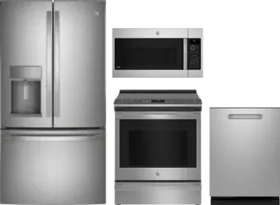 4 Piece Package Includes Refrigerator, Range, Microwave And Dishwasher